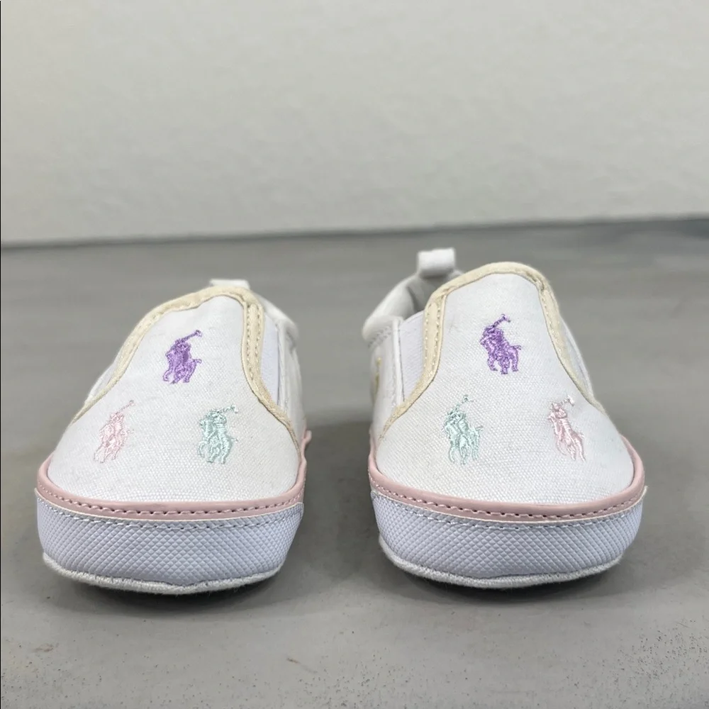 Polo Ralph Lauren Girls' Bal Harbor Slip-On Oxford Cloth Sneaker Crib Shoes